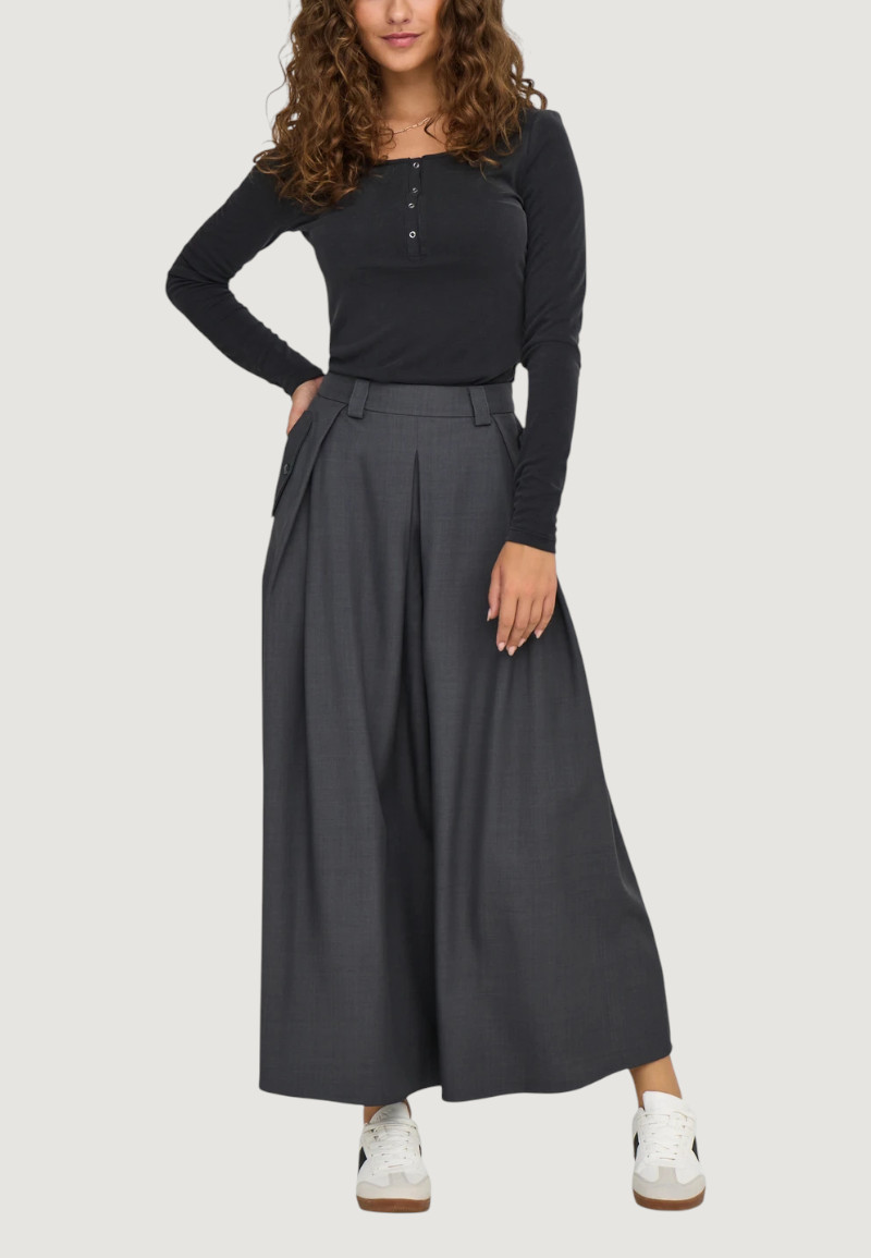 Gonna lunga Only onlginny hw mel wide long skirt pnt Grigio - Foto 3