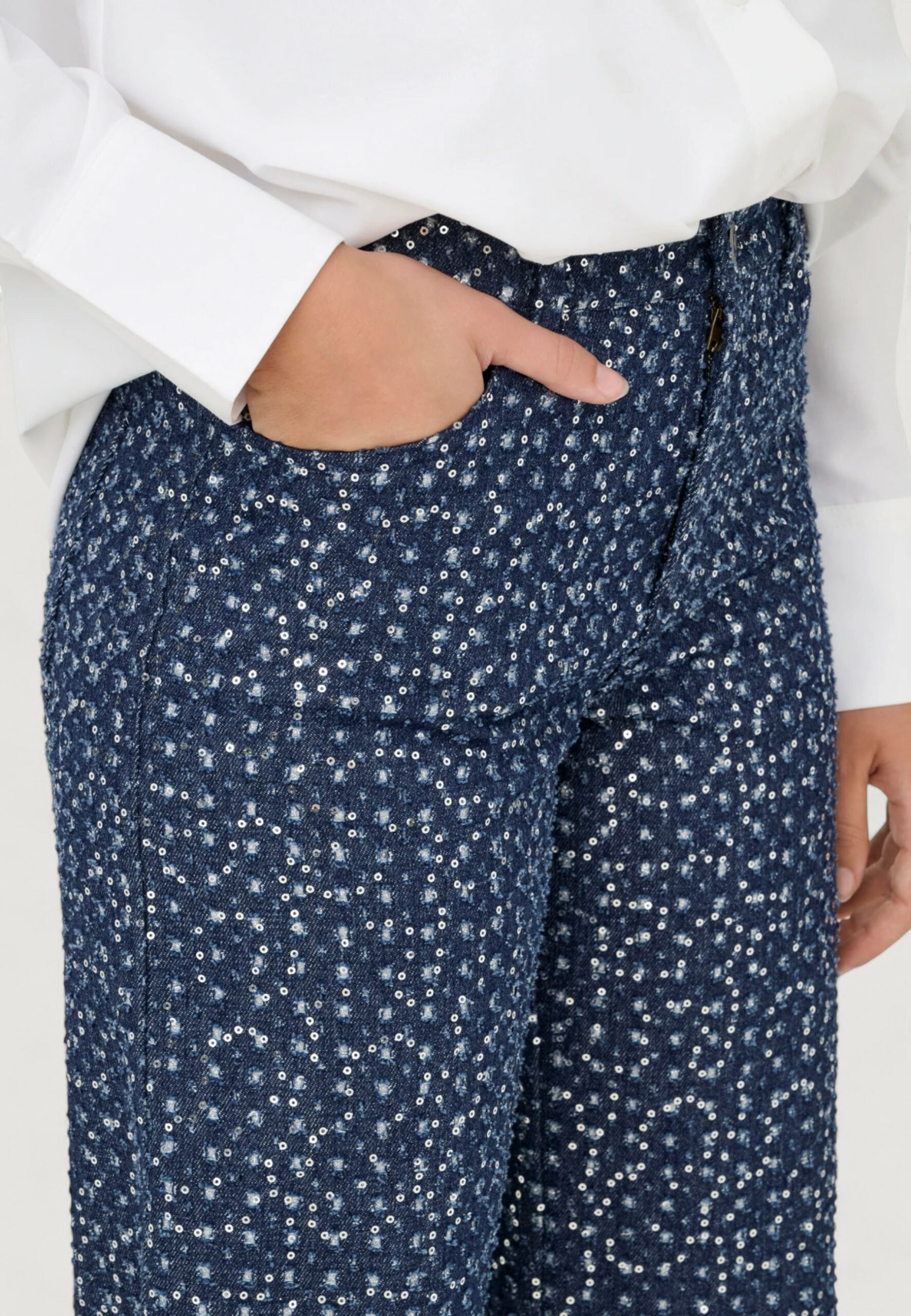 Jeans larghi Only onlevita shimmer pants otw Blue Denim Scuro - Foto 4