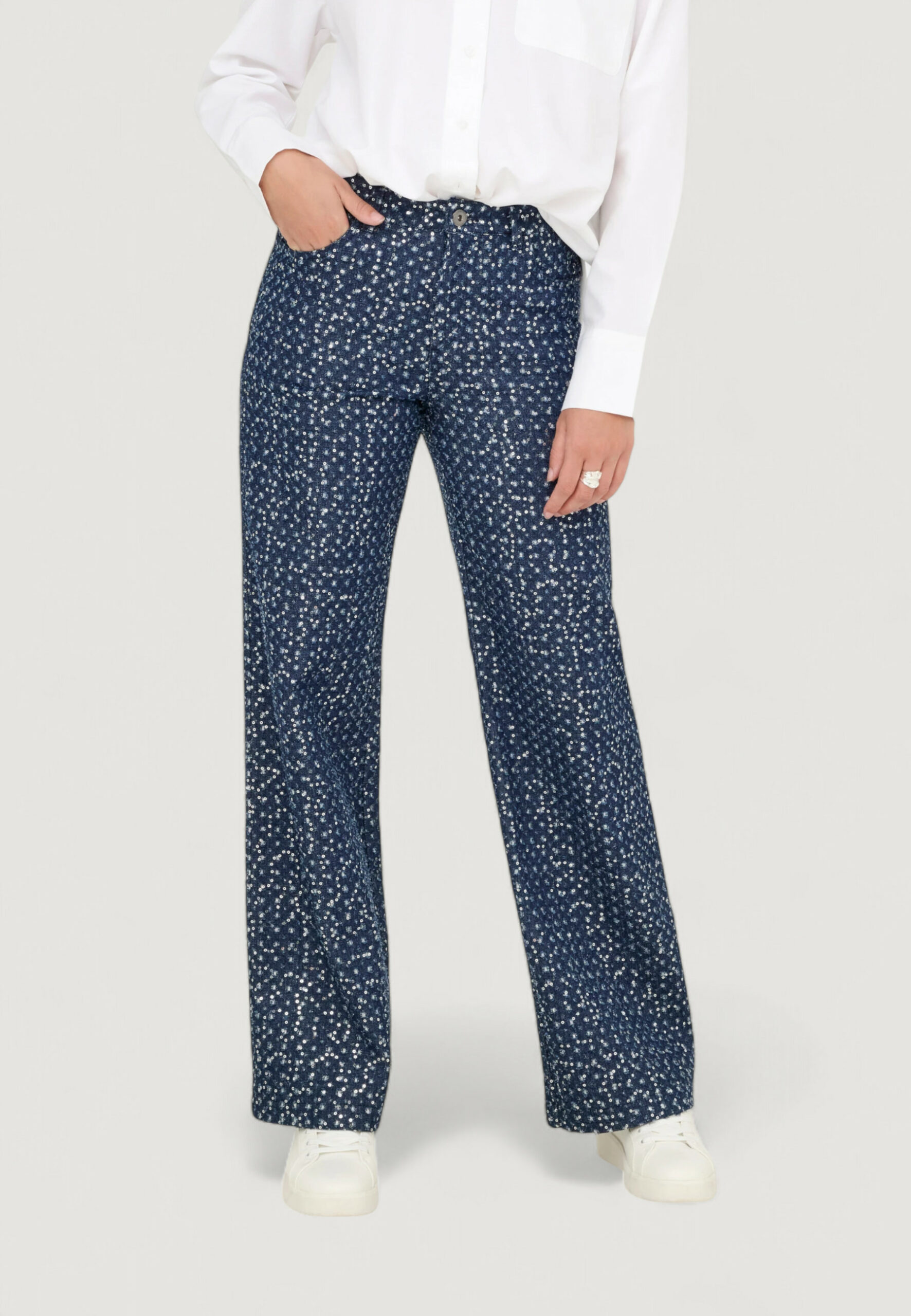 Jeans larghi Only onlevita shimmer pants otw Blue Denim Scuro - Foto 1