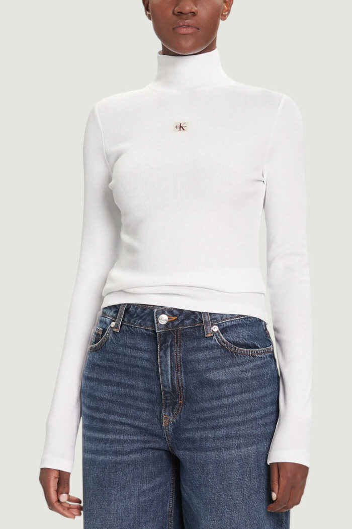 Maglia Calvin Klein Jeans ls woven label turtl Bianco