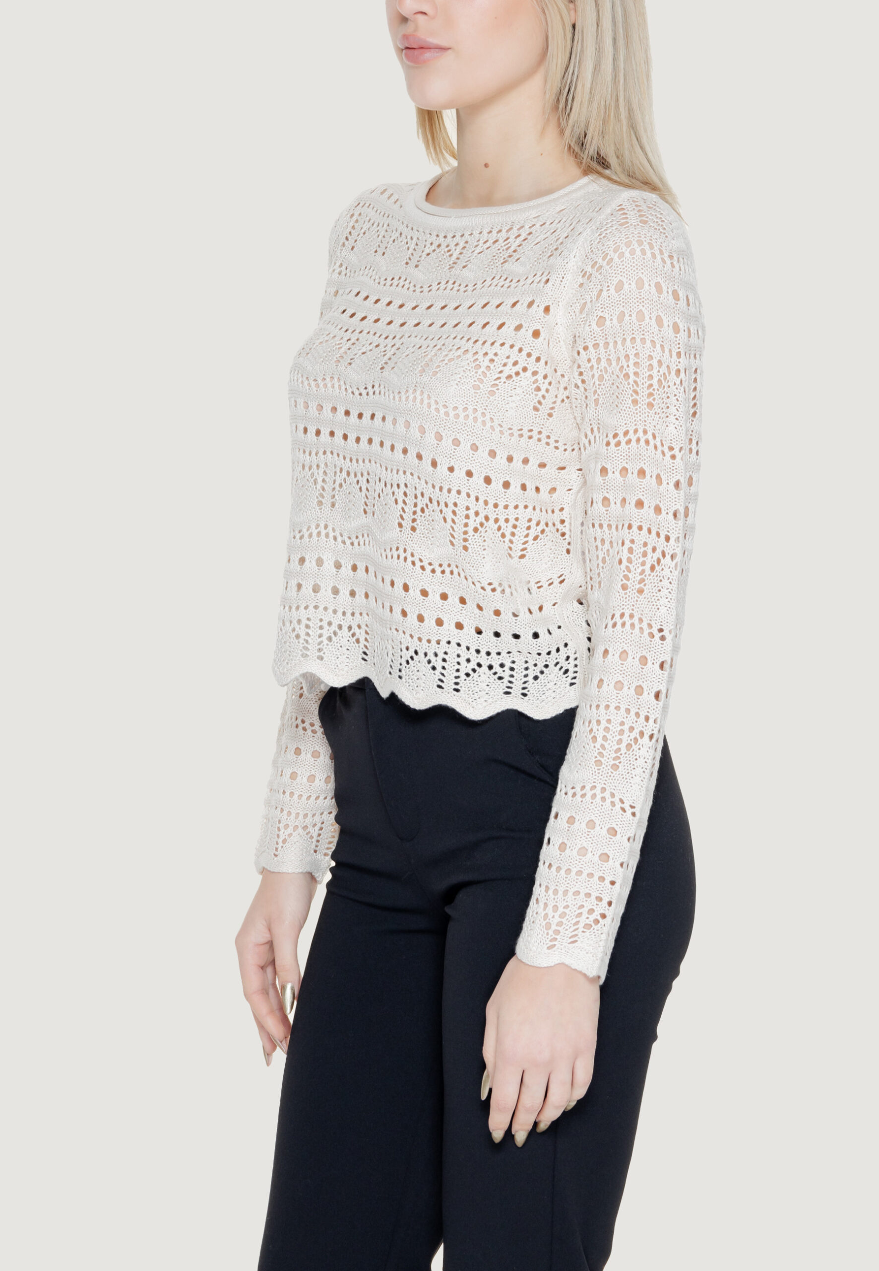 Maglia Jacqueline de Yong jdysun lay l/s boatneck knt noos Beige - Foto 3