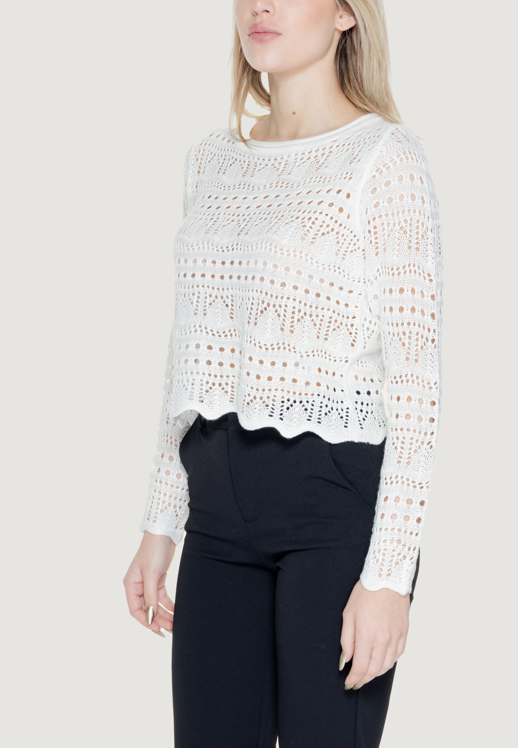 Maglia Jacqueline de Yong jdysun lay l/s boatneck knt noos Panna - Foto 3