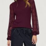 Maglia Only onlannelina ls highneck knt Bordeaux - Foto 1