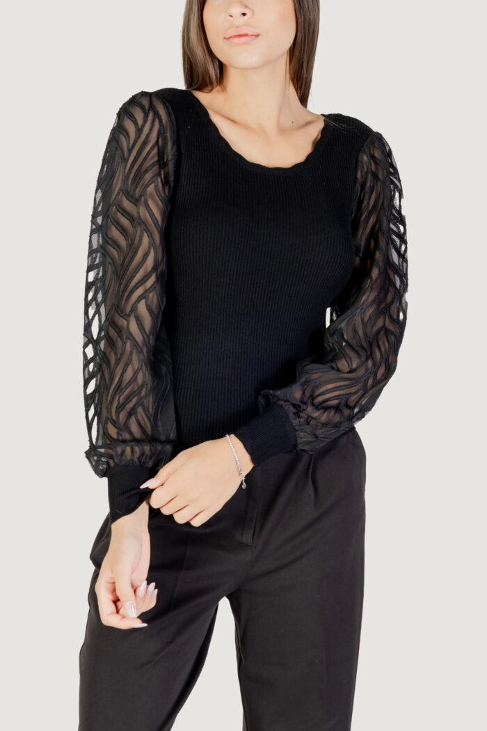 Maglia Only onljulie ls rib mix o-neck cc knt Nero