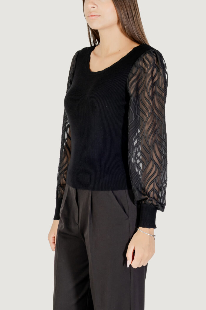 Maglia Only onljulie ls rib mix o-neck cc knt Nero