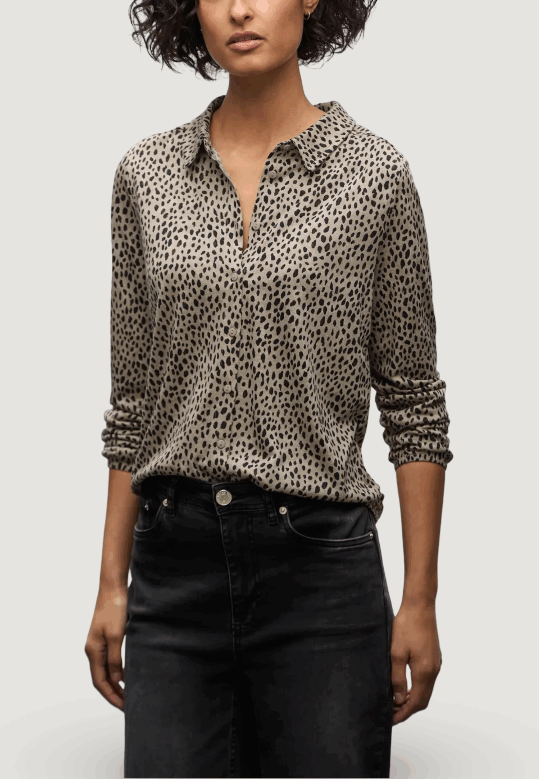 Maglia Street One ltd qr printed jersey blouse w. drawstring Beige - Foto 1