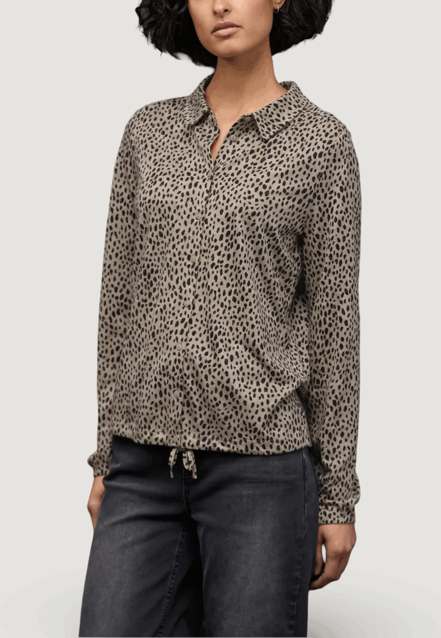 Maglia Street One ltd qr printed jersey blouse w. drawstring Beige - Foto 4