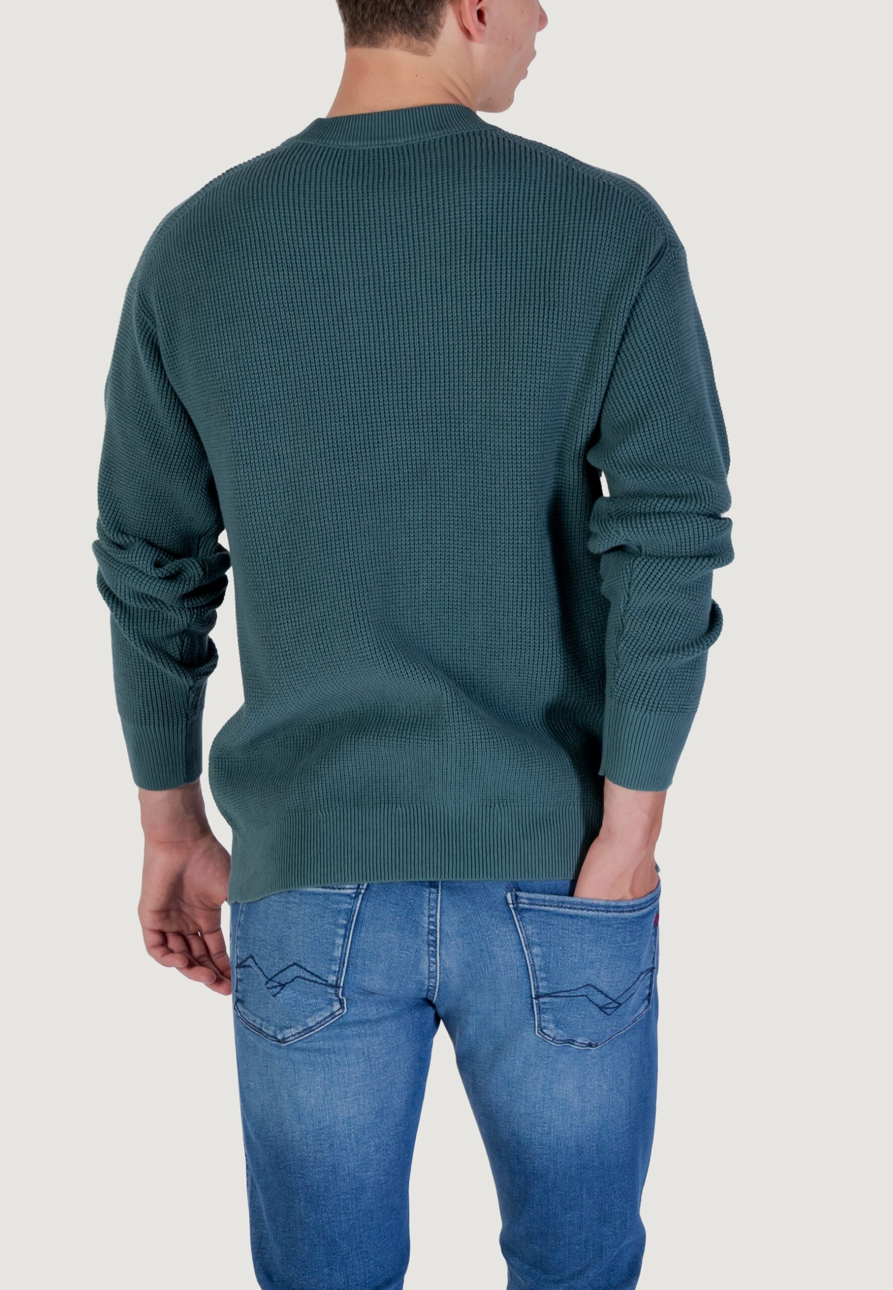 Maglione Calvin Klein Jeans ls ez cotton waffle Petrolio - Foto 3