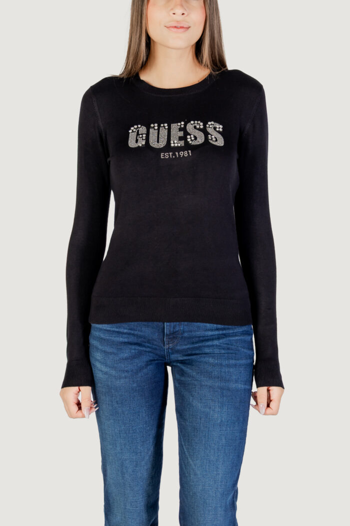 Maglione Guess ls cn reyna logo swtr Nero