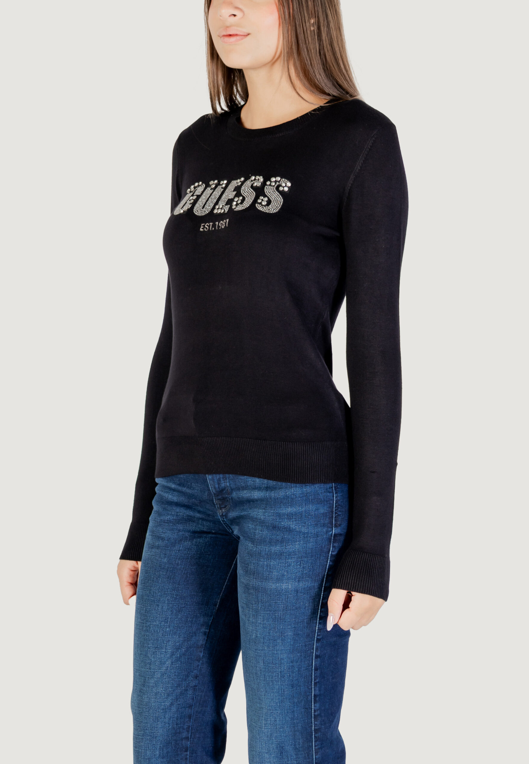 Maglione Guess ls cn reyna logo swtr Nero - Foto 4