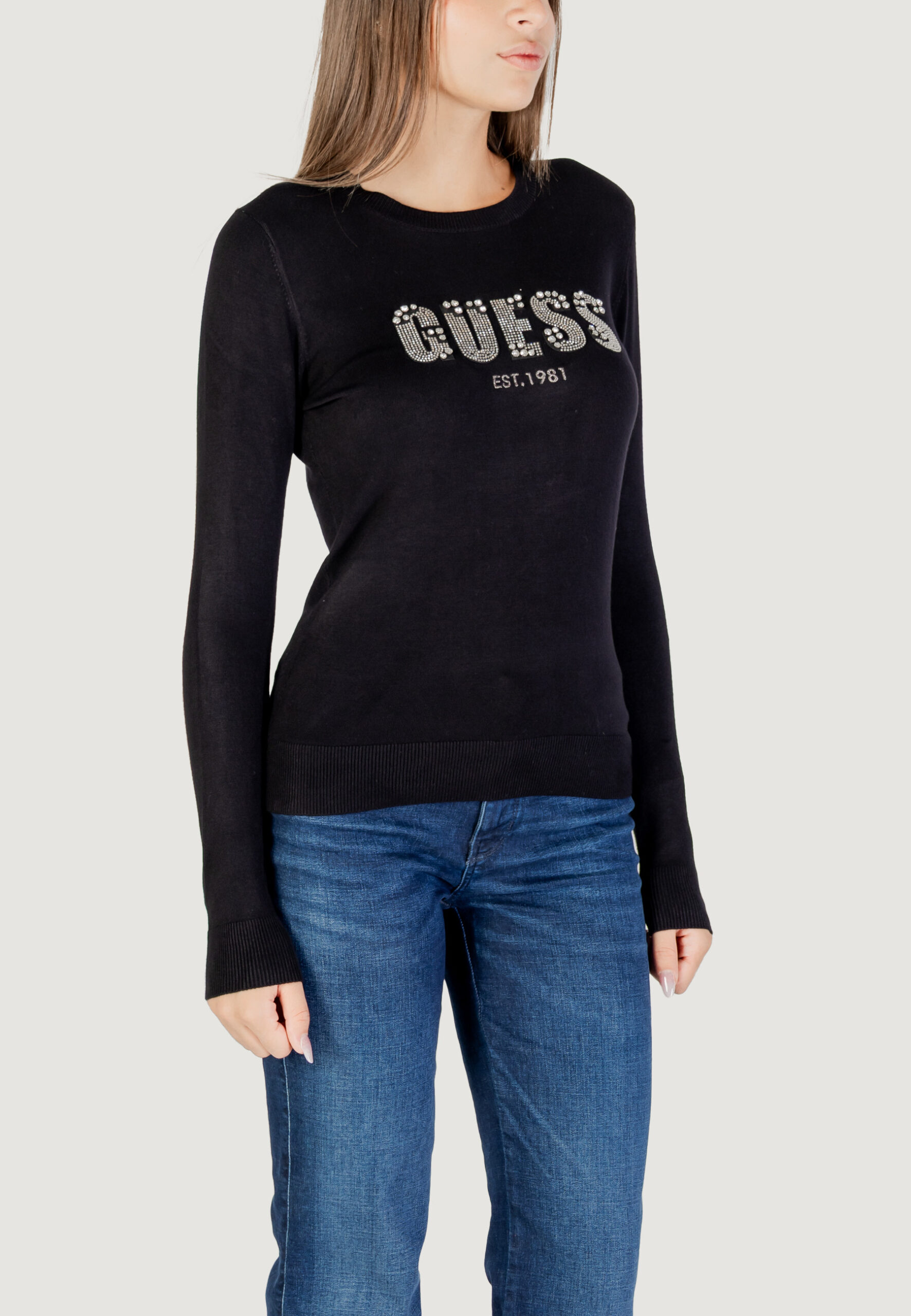 Maglione Guess ls cn reyna logo swtr Nero - Foto 5