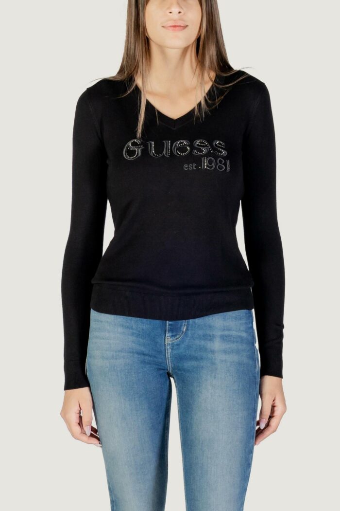 Maglione Guess ls vn saylor logo swtr Nero