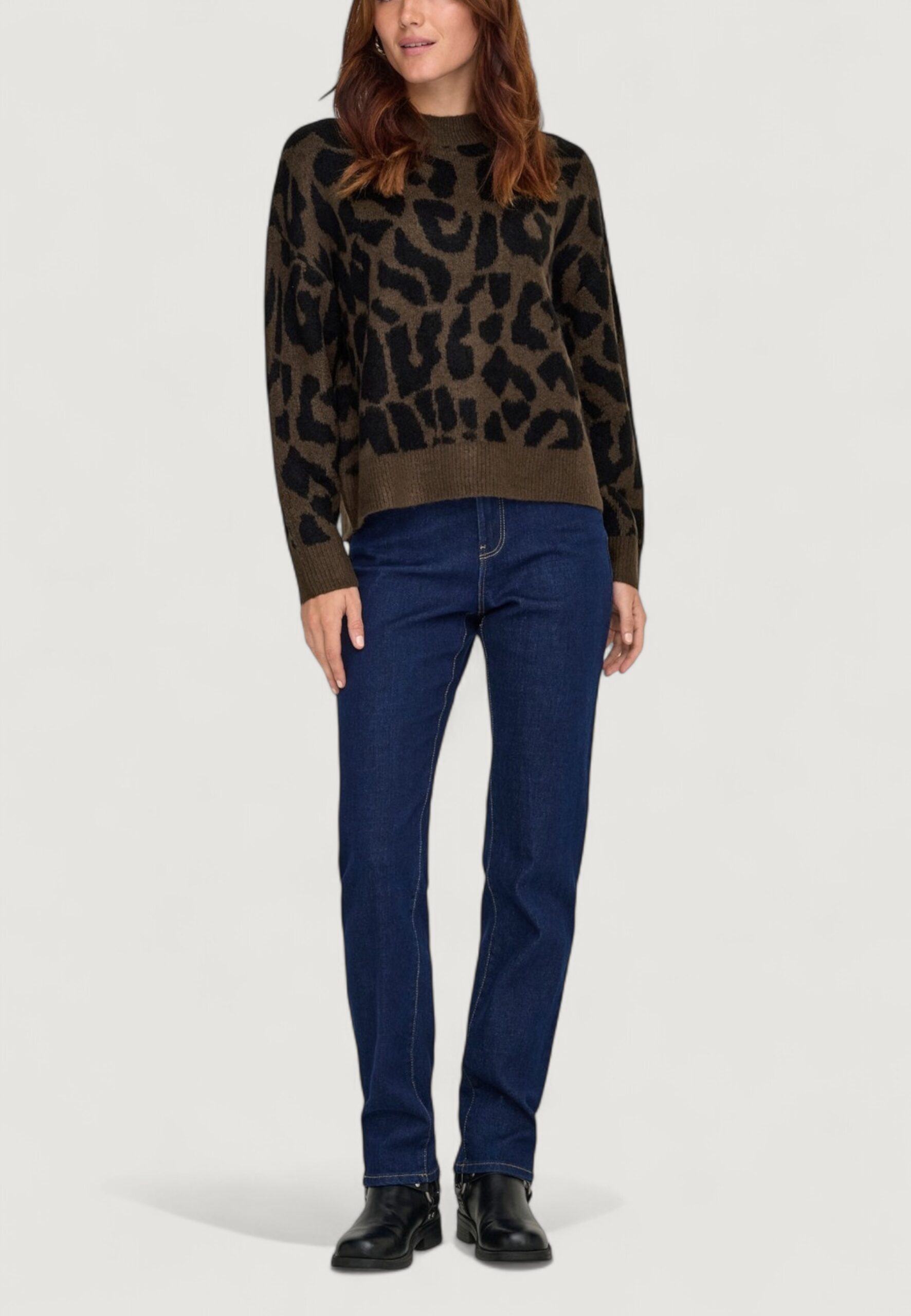 Maglione Jacqueline de Yong jdyelanor leo l/s on pullover knt Marrone - Foto 3