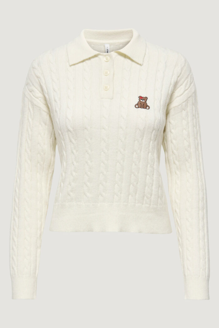 Maglione Only onlkatia ls cable polo cc knt Bianco
