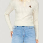 Maglione Only onlkatia ls cable polo cc knt Bianco - Foto 1