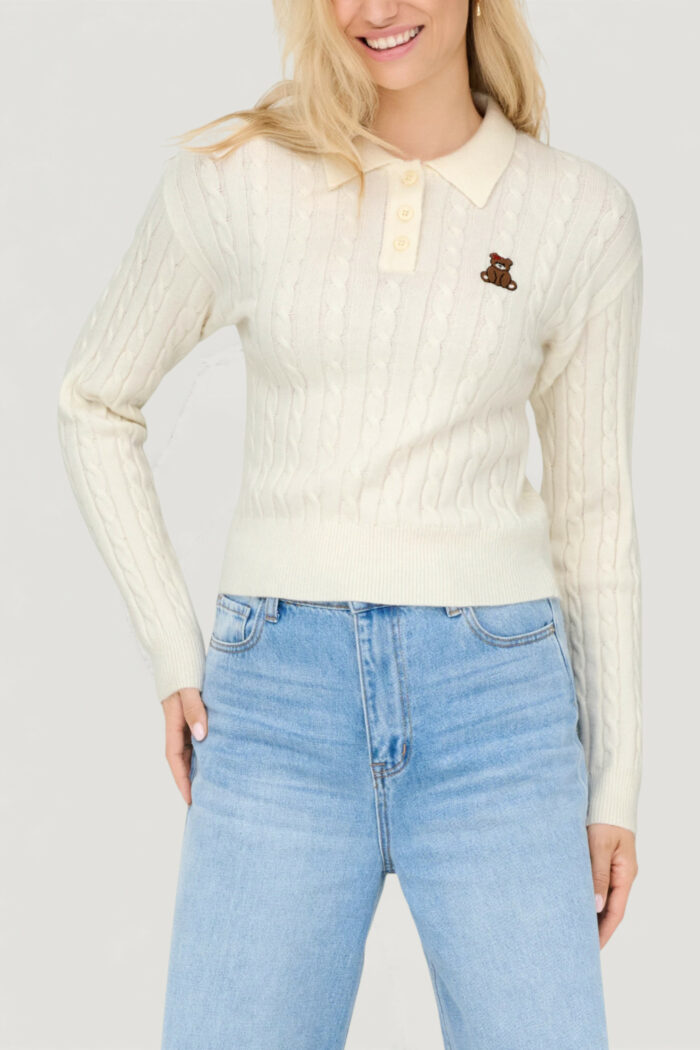 Maglione Only onlkatia ls cable polo cc knt Bianco