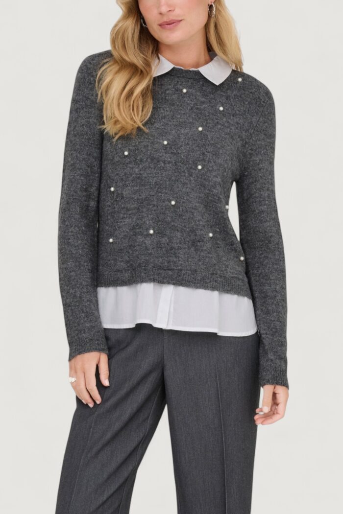 Maglione Only onldolly ls woven mix pearl pull cc knt Grigio