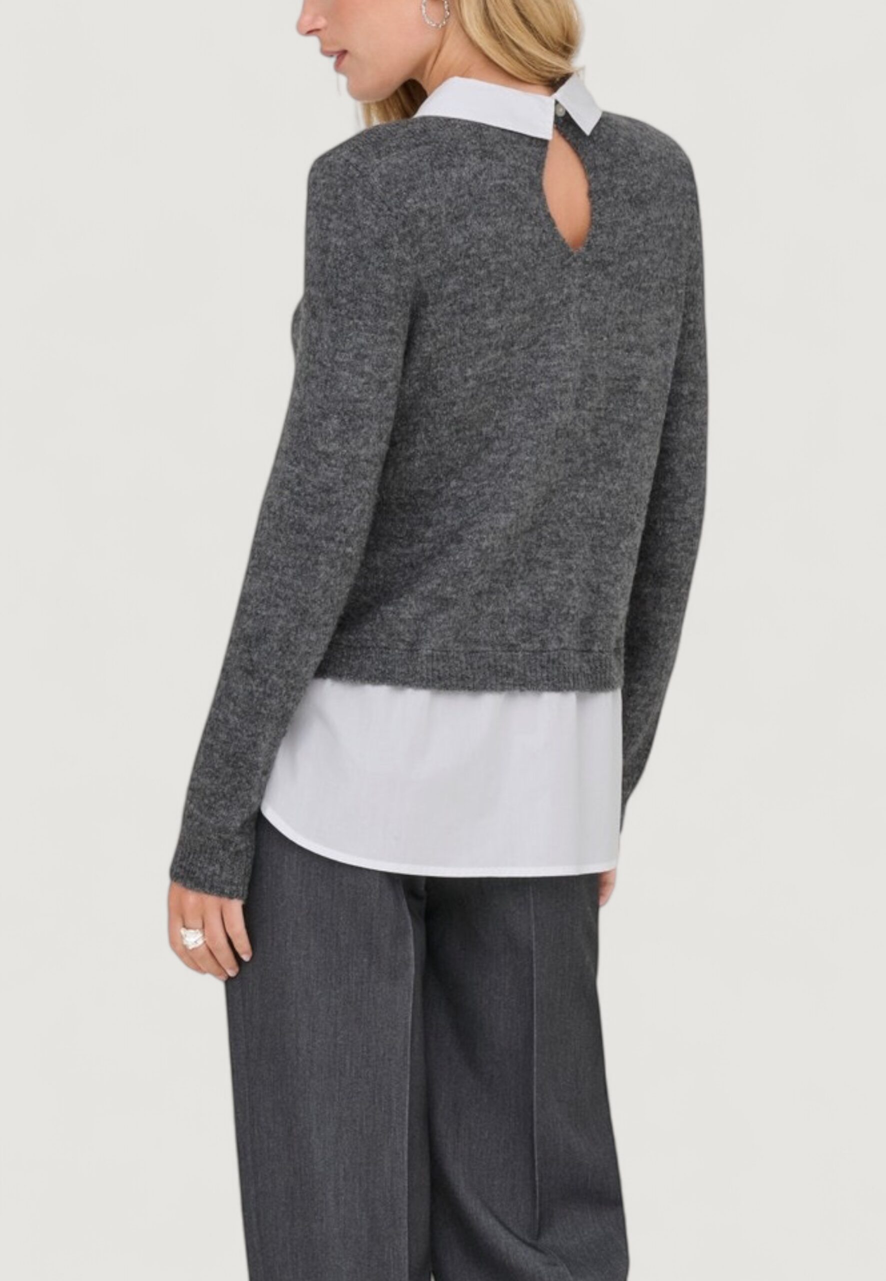 Maglione Only onldolly ls woven mix pearl pull cc knt Grigio - Foto 2
