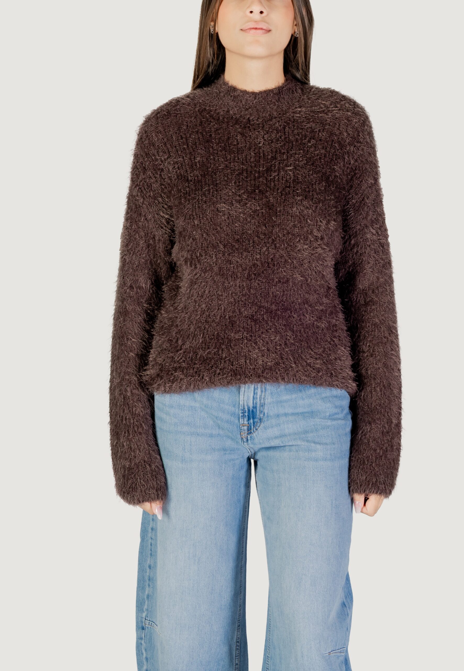 Maglione Only onllulu ls rib highneck cc knt Marrone - Foto 5