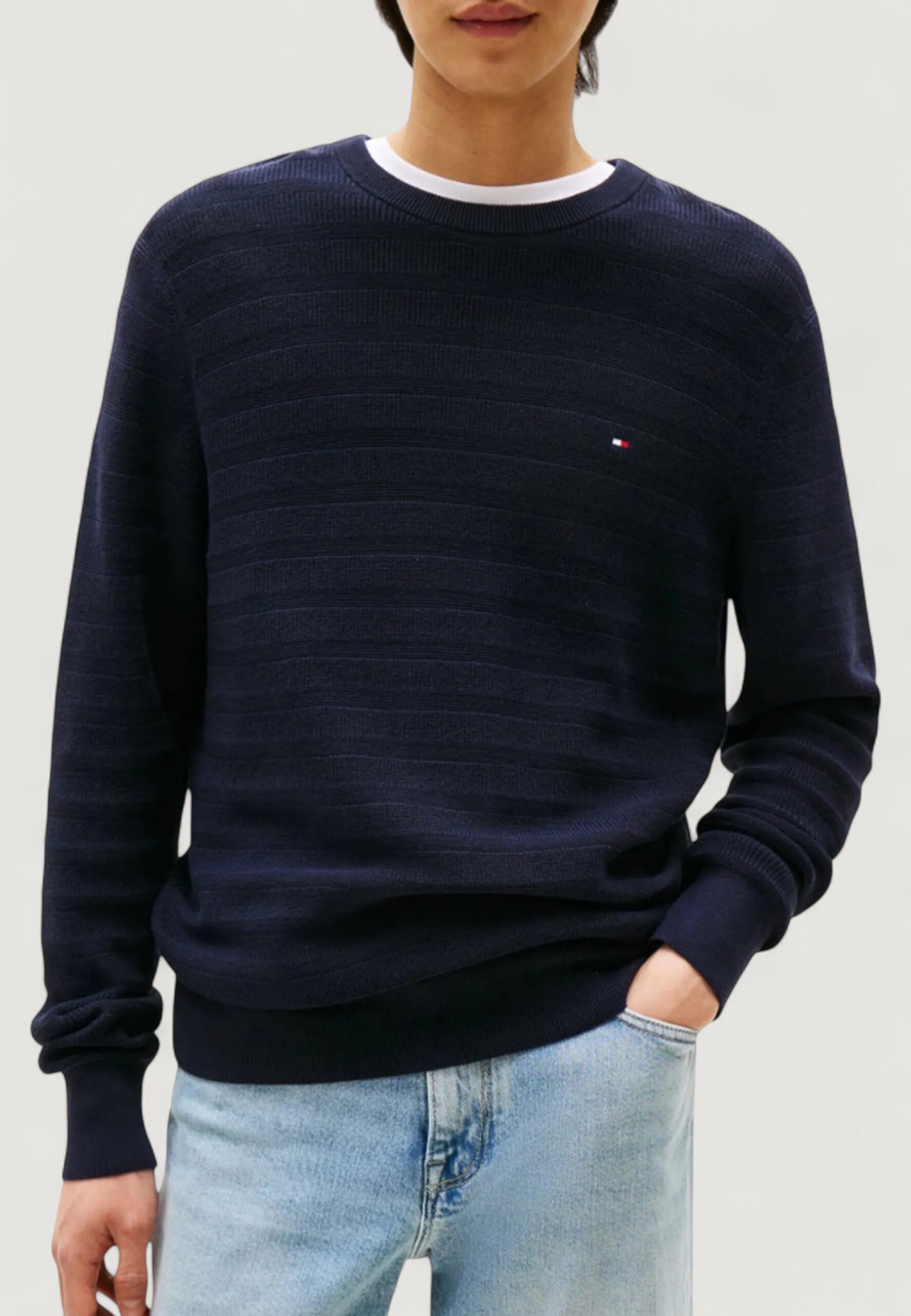 Maglione Tommy Hilfiger stripe structure c n Blue scuro - Foto 1