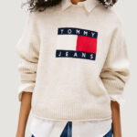 Maglione Tommy Hilfiger Jeans tjw melange flag swe Panna - Foto 1