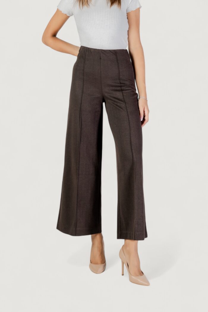 Pantaloni a palazzo ICHI hkate jacquard pa9 Marrone