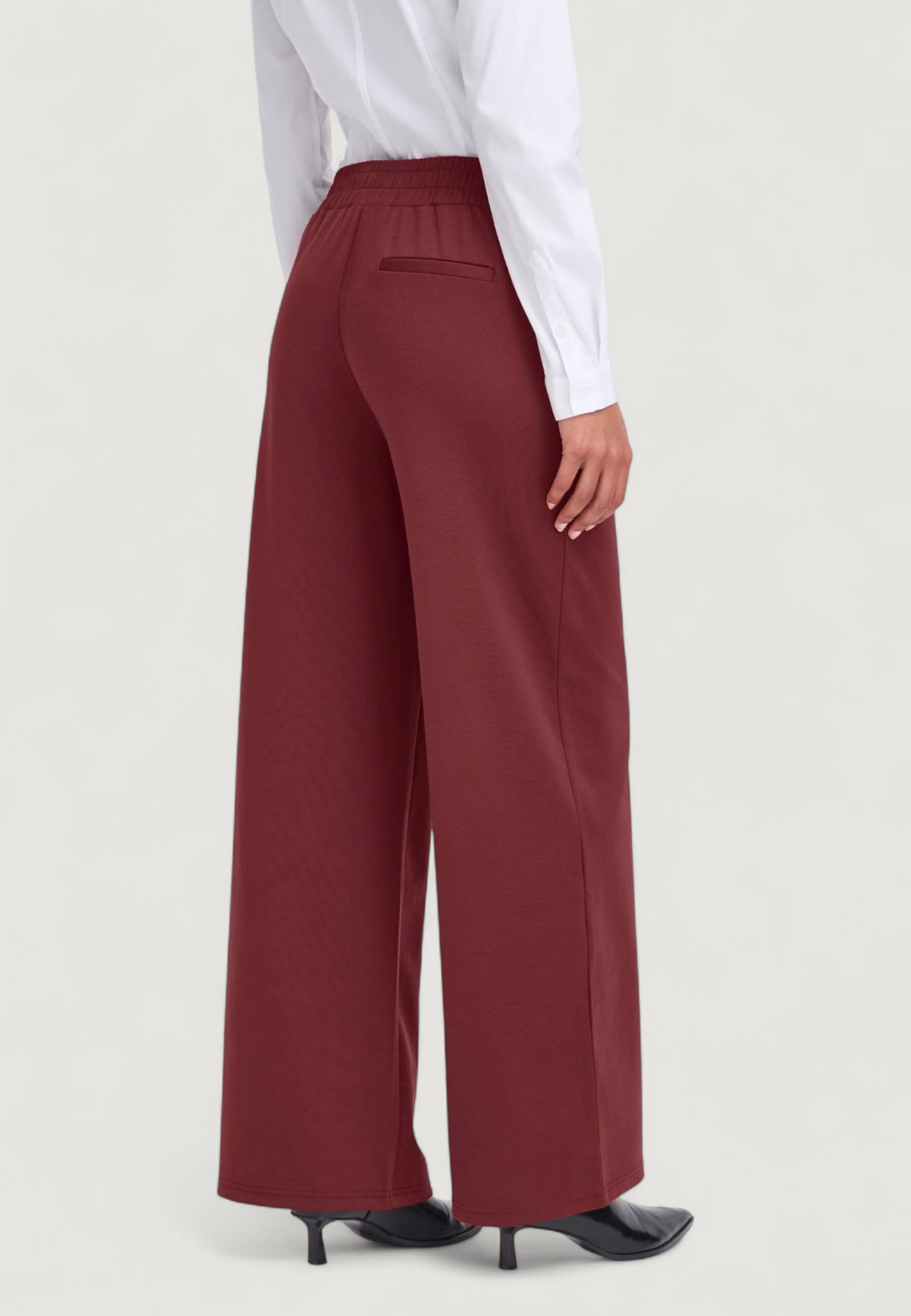 Pantaloni regular ICHI ihkate sus long wide pa2 Bordeaux - Foto 3