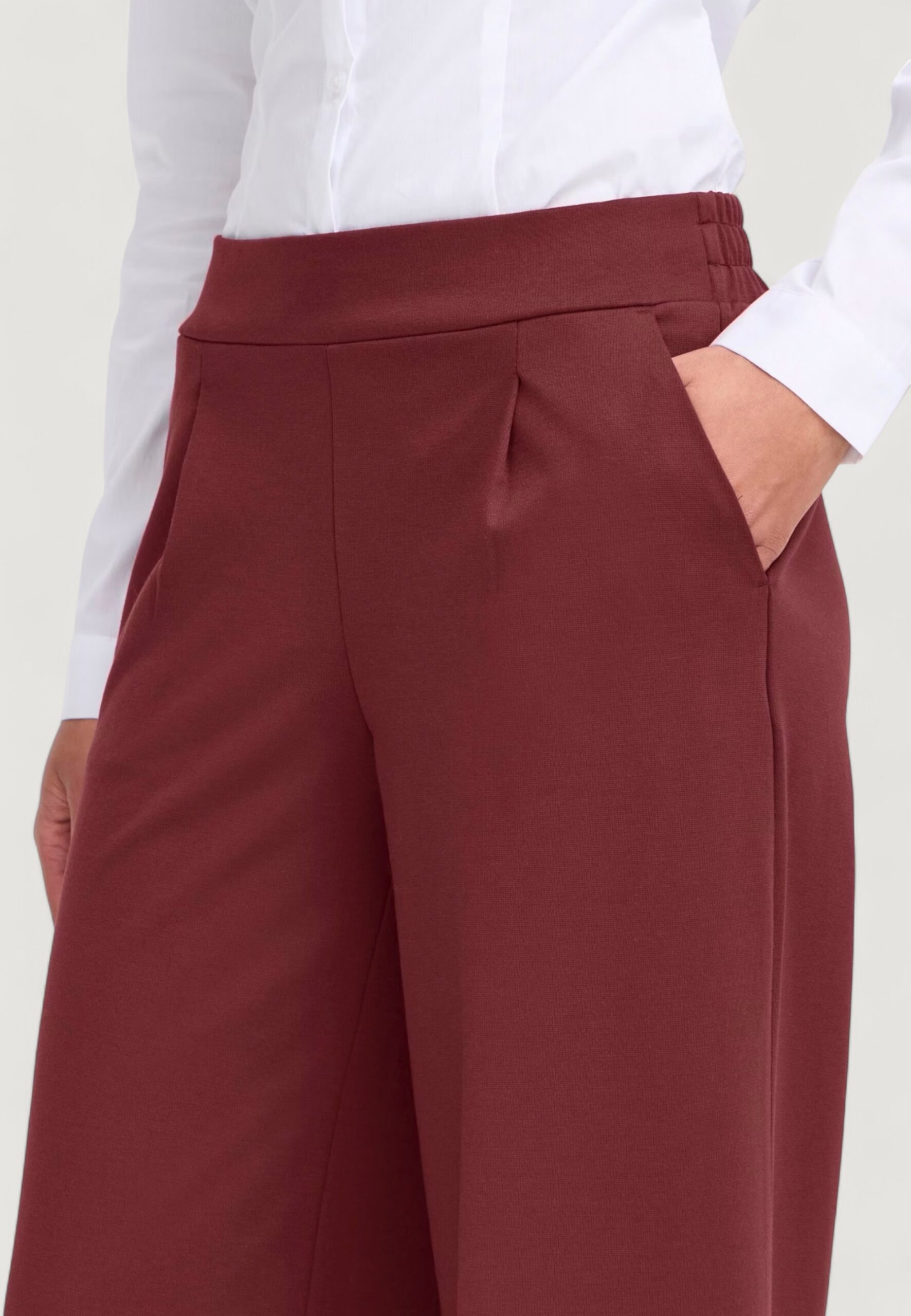 Pantaloni regular ICHI ihkate sus long wide pa2 Bordeaux - Foto 4