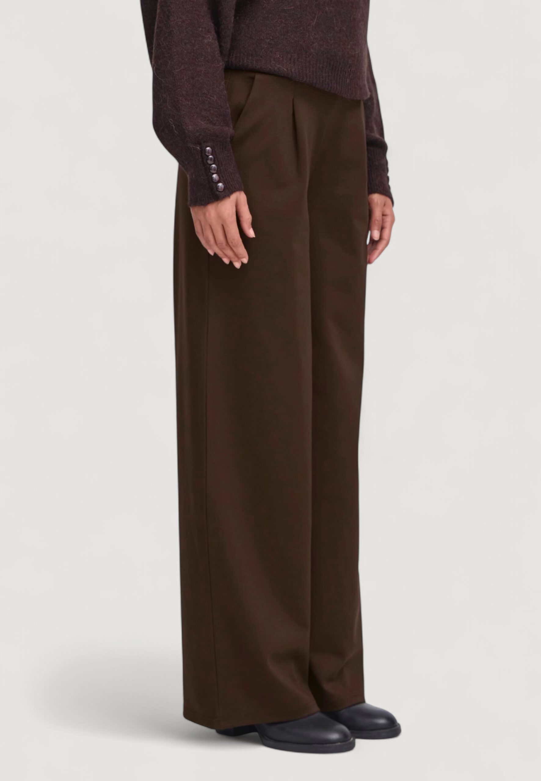 Pantaloni regular ICHI ihkate sus long wide pa2 Cioccolato - Foto 1