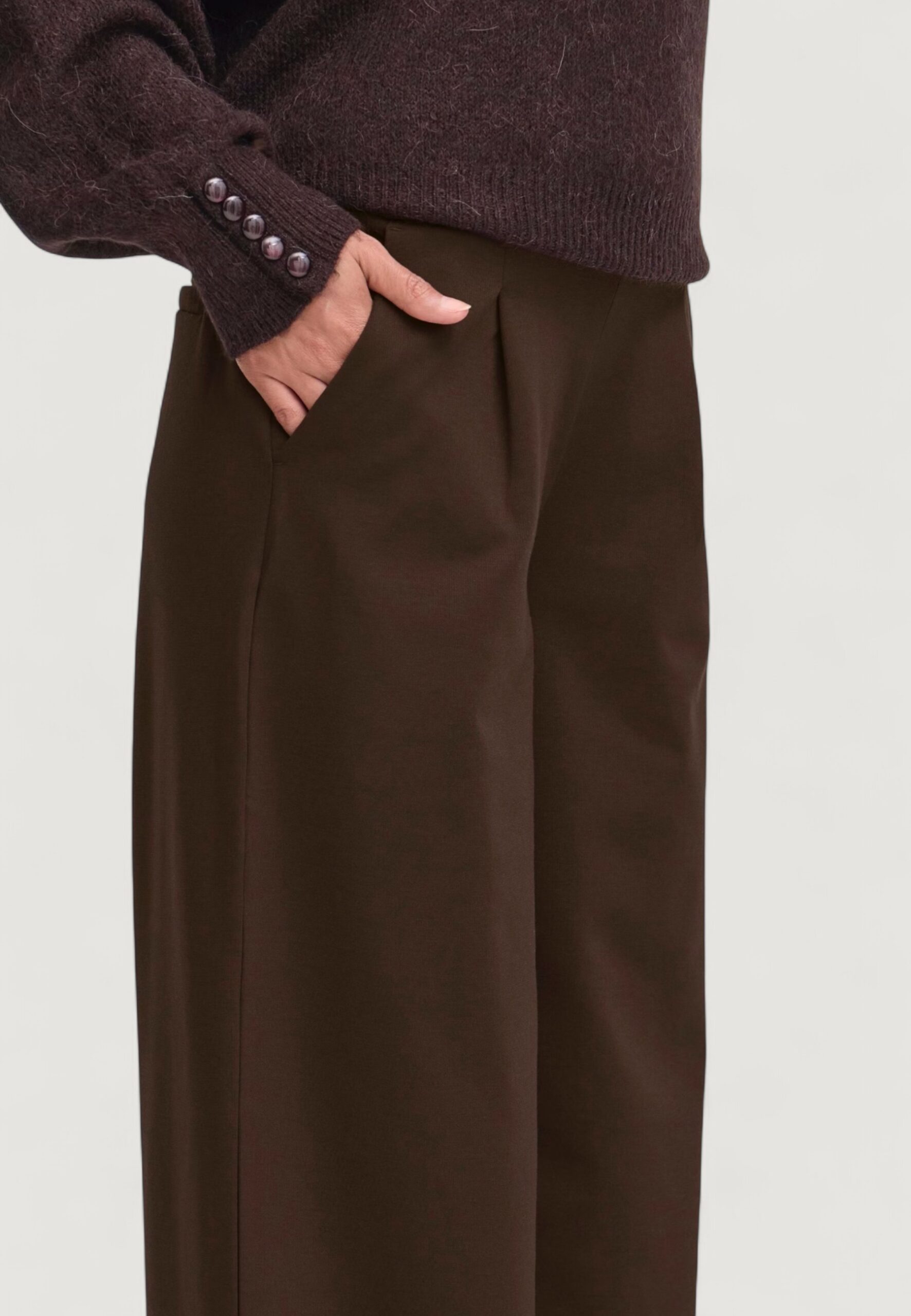 Pantaloni regular ICHI ihkate sus long wide pa2 Cioccolato - Foto 4