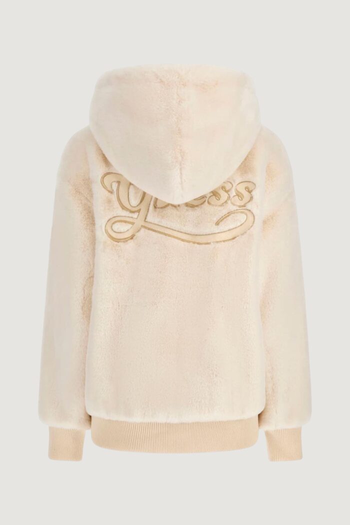 Pelliccia ecologica Guess lucrezia faux fur logo jacket Panna