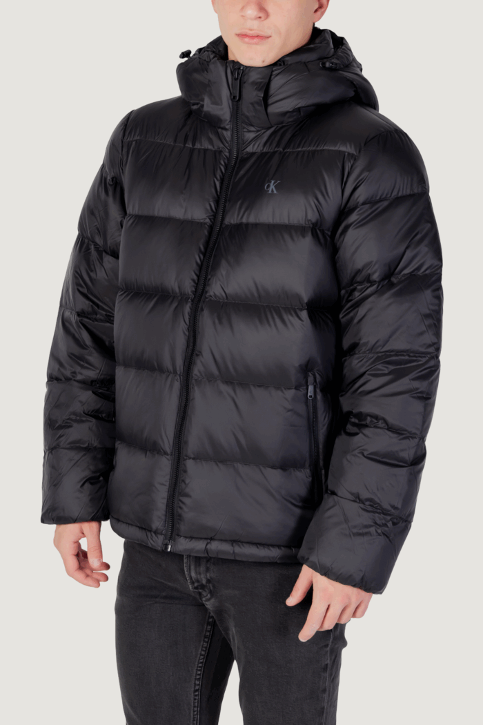 Piumino Calvin Klein Jeans ls nylon zip off hoo Nero