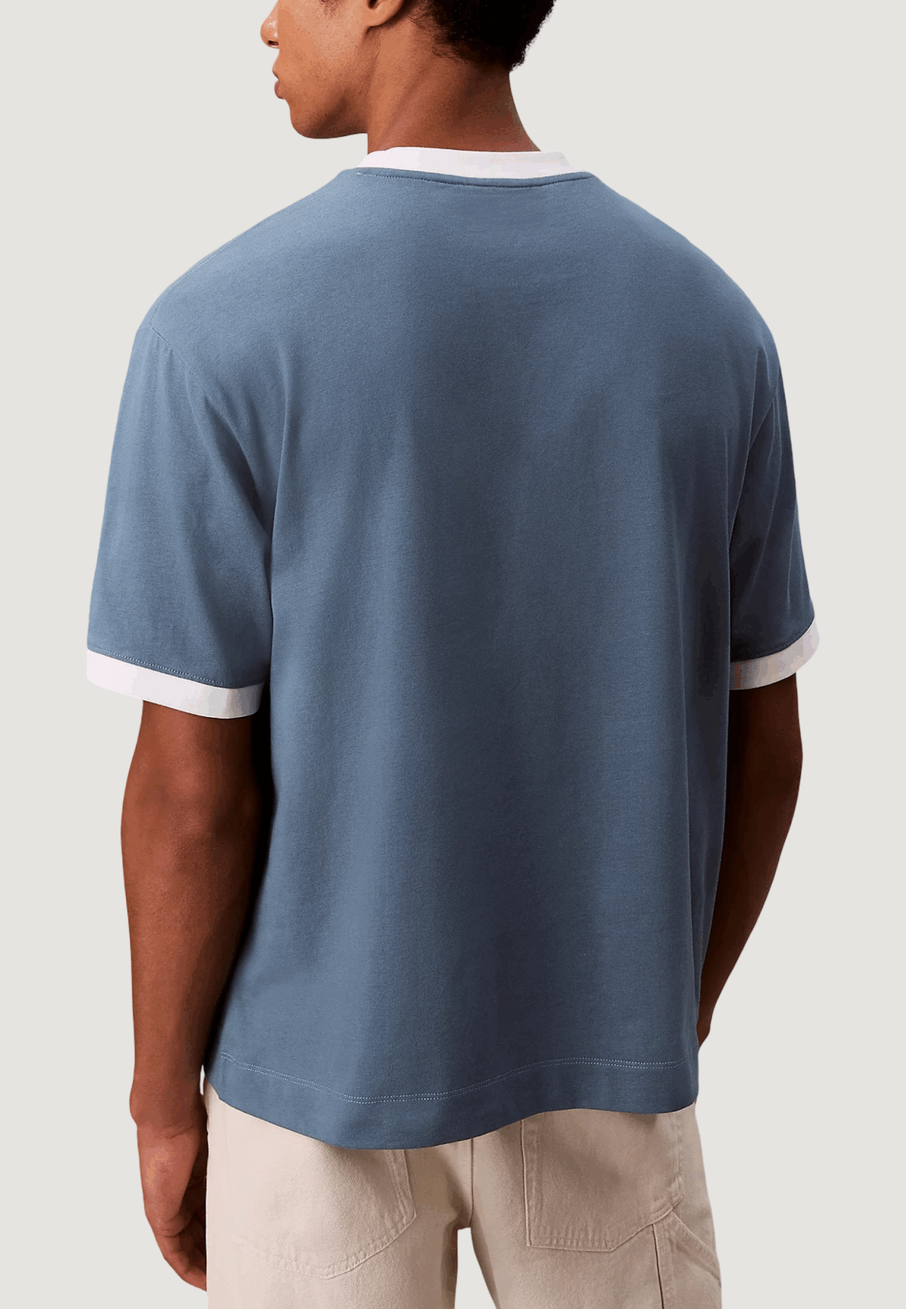 T-shirt Calvin Klein Jeans ss retro logo ringer Blu Chiaro - Foto 4