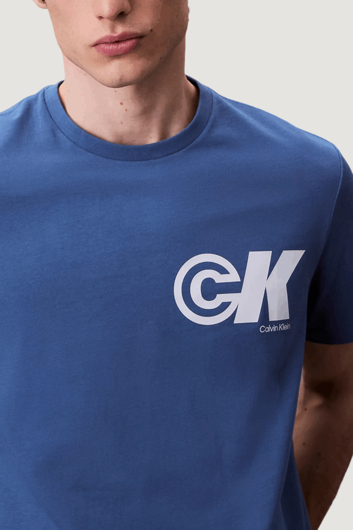 T-shirt Calvin Klein Jeans ss 20s ck sport logo Celeste