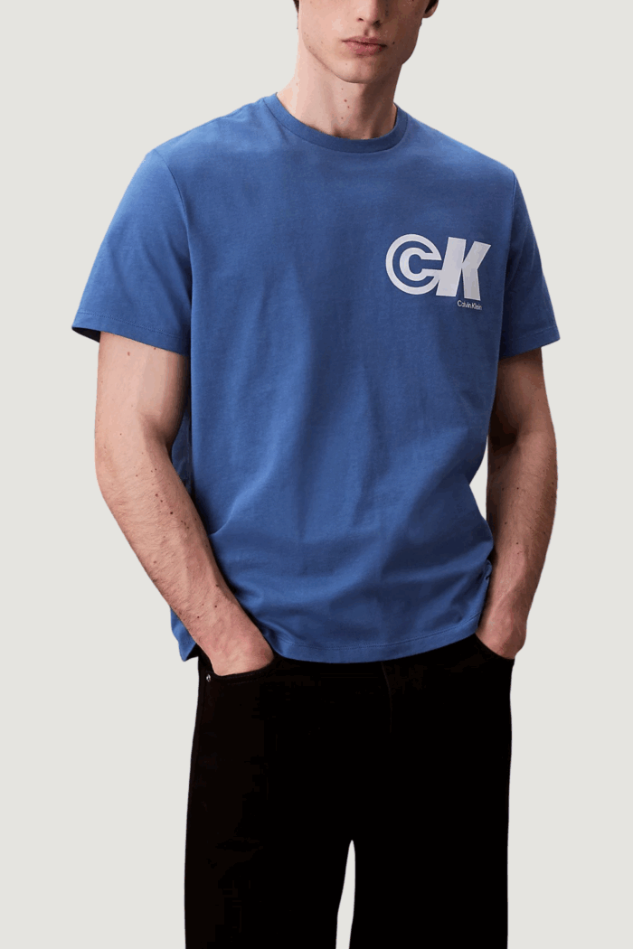 T-shirt Calvin Klein Jeans ss 20s ck sport logo Celeste