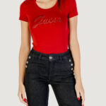 T-shirt Guess cn ss embro script logo tee Rosso - Foto 1