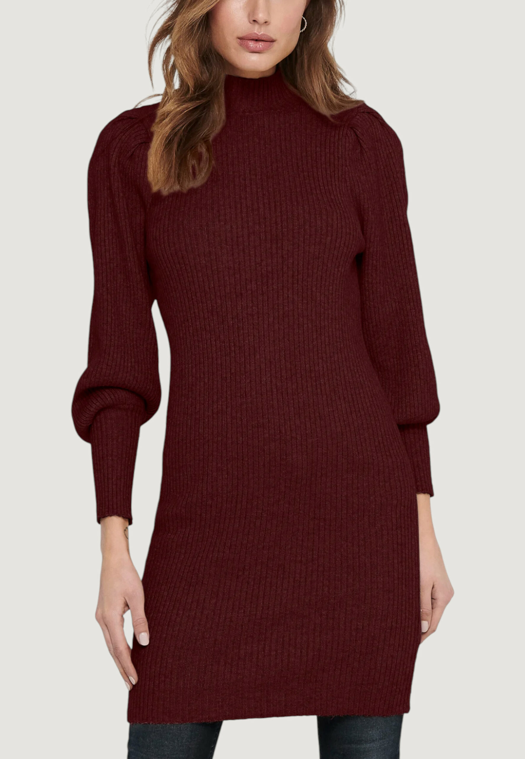 Vestito corto Only onlkatia l/s cc knt Bordeaux - Foto 1