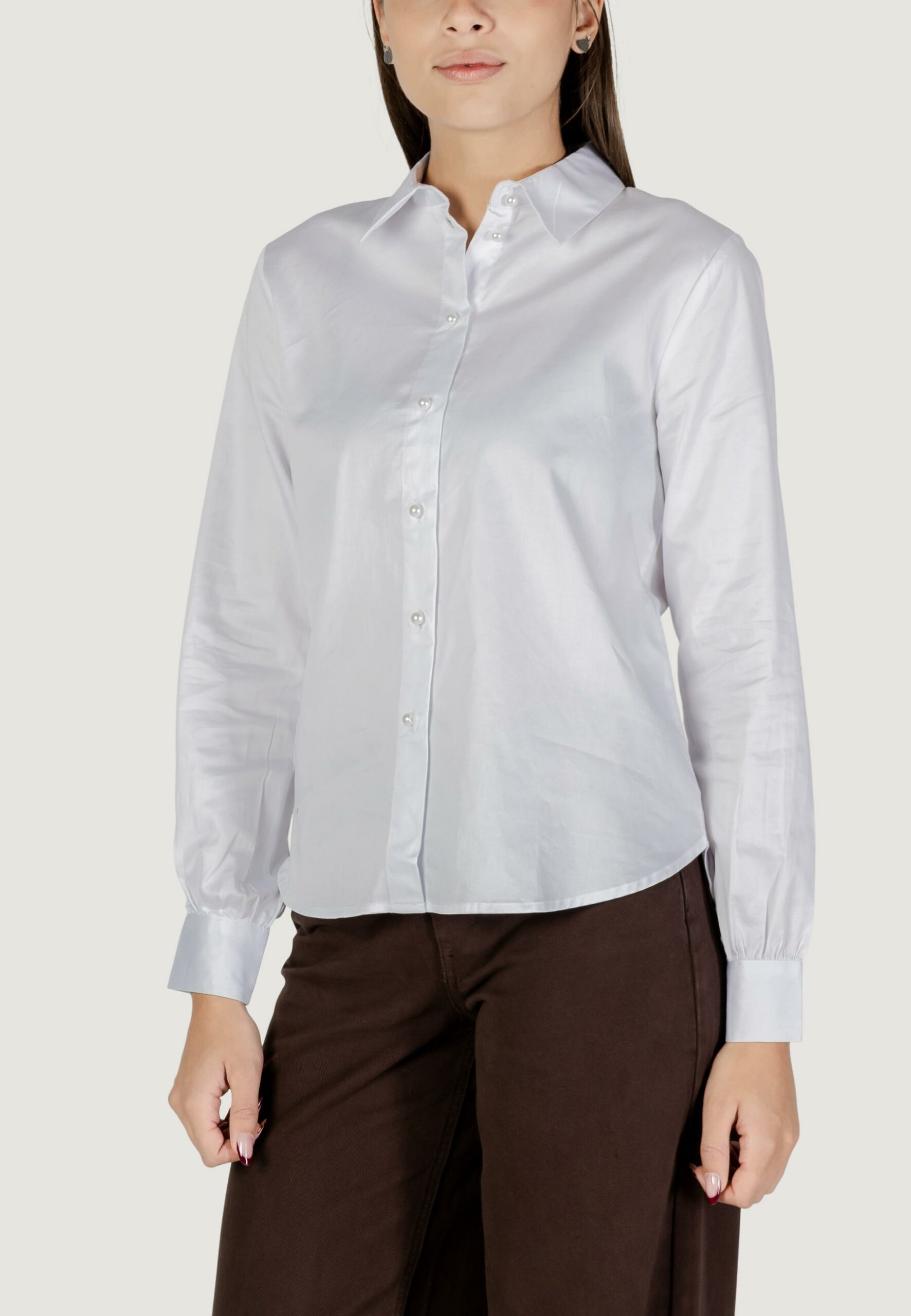 Camicia manica lunga Jacqueline de Yong jdywillow l/s pearl shirt wvn Bianco - Foto 4