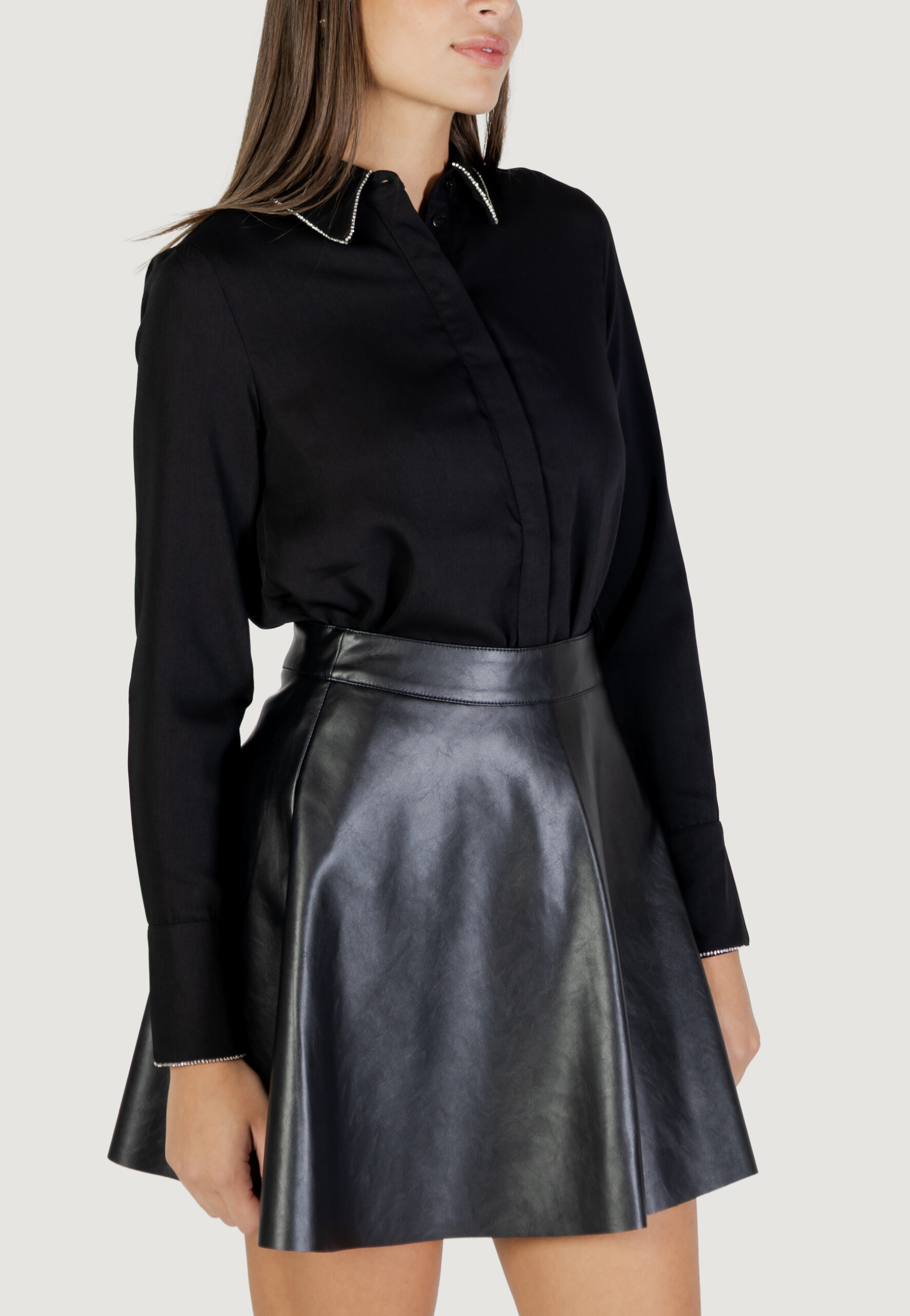 Camicia manica lunga Only onlvinnie ls shirt wvn Nero - Foto 3