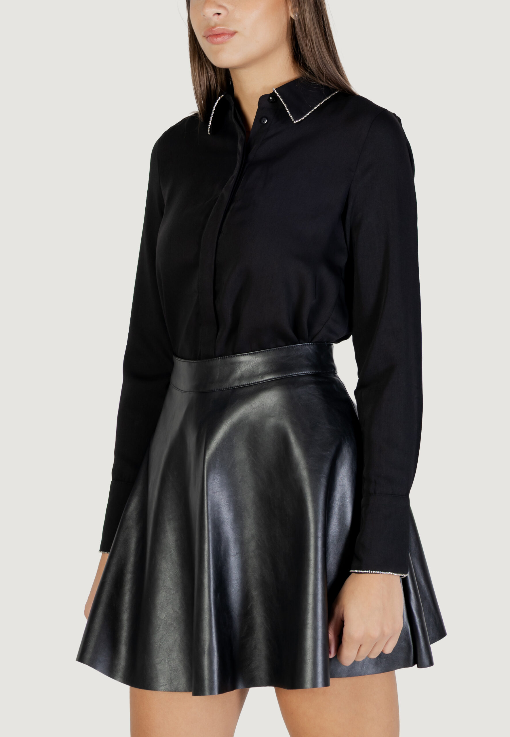 Camicia manica lunga Only onlvinnie ls shirt wvn Nero - Foto 4