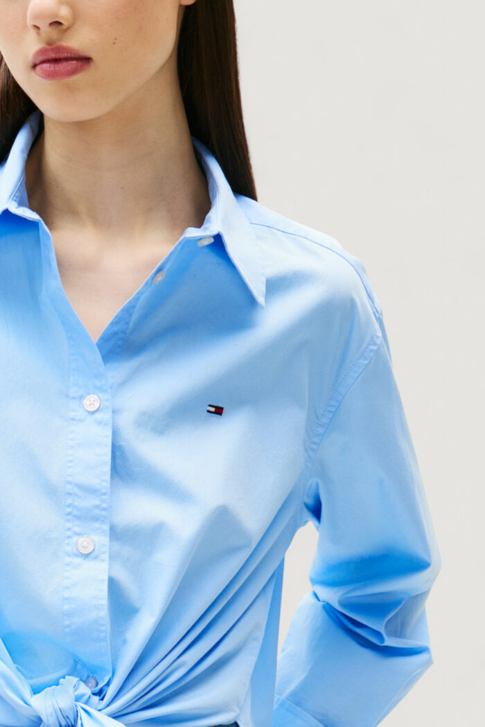 Camicia manica lunga Tommy Hilfiger Jeans tjw ls tie front shi Blu Chiaro