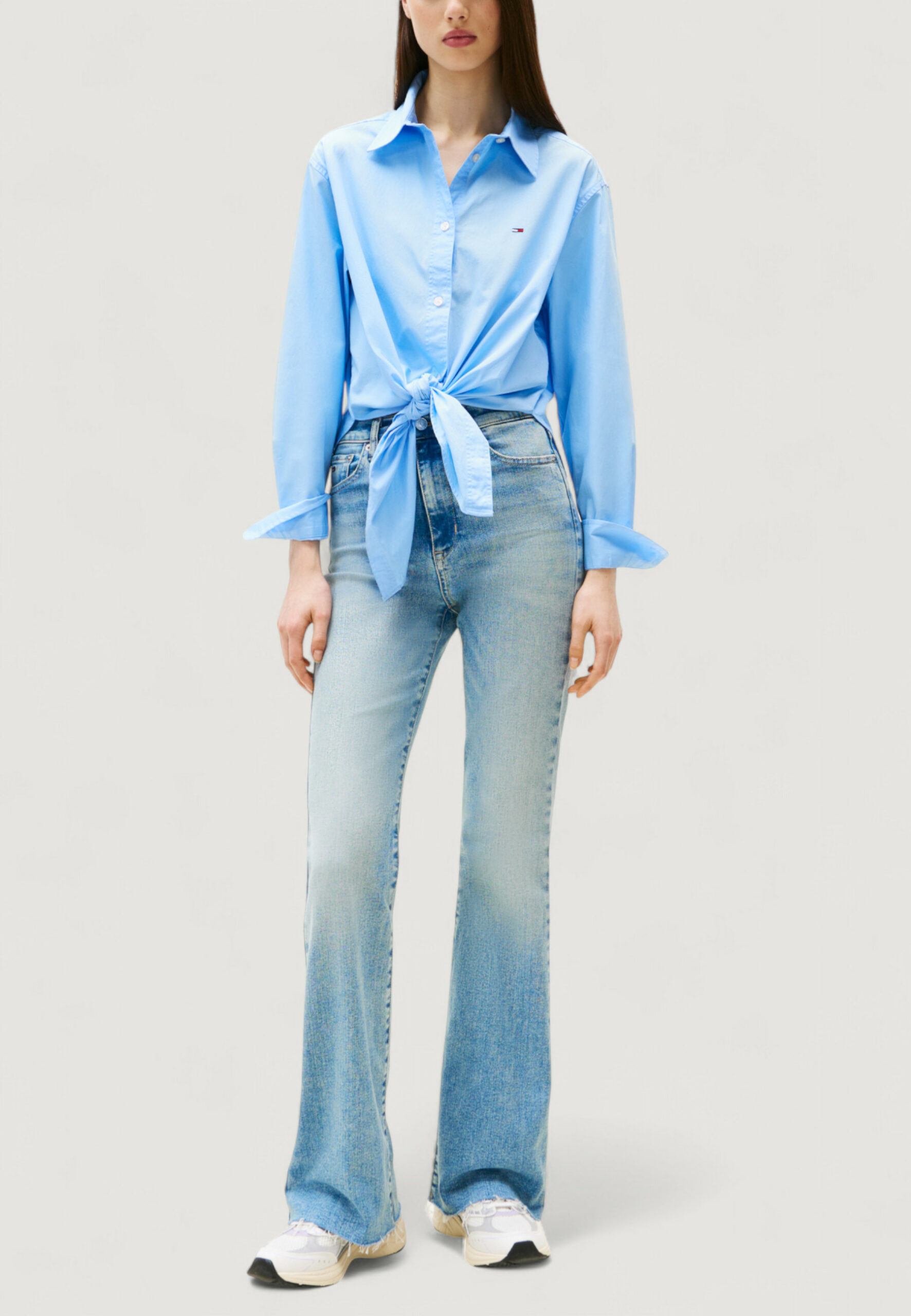 Camicia manica lunga Tommy Hilfiger Jeans tjw ls tie front shi Blu Chiaro - Foto 3