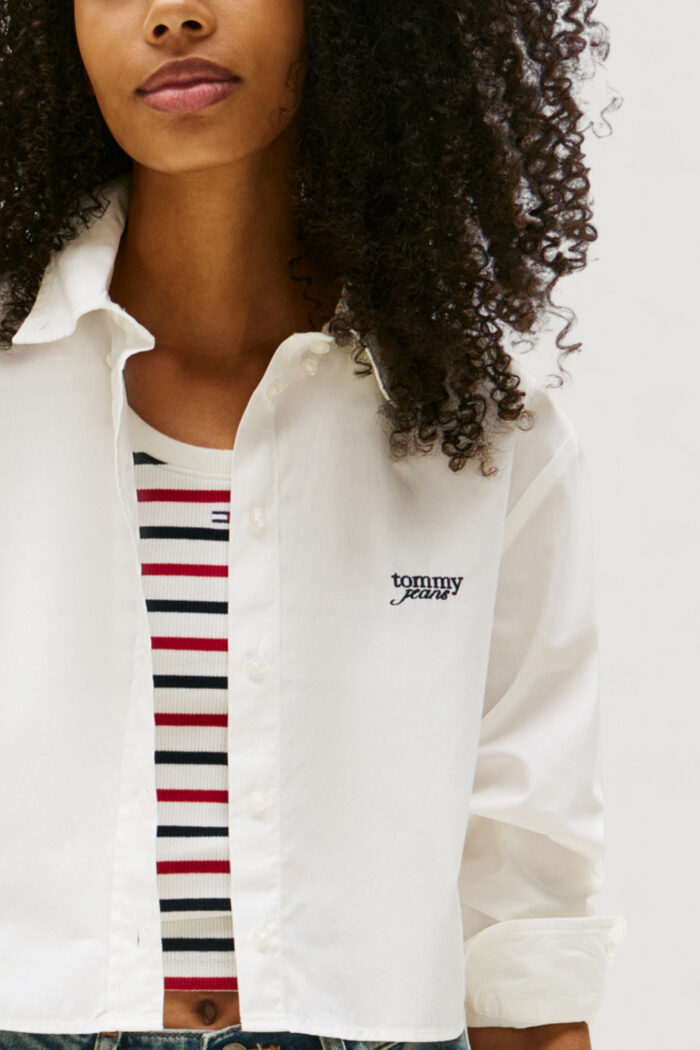 Camicia manica lunga Tommy Hilfiger Jeans tjw reg crop stripe Panna