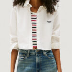 Camicia manica lunga Tommy Hilfiger Jeans tjw reg crop stripe Panna - Foto 1