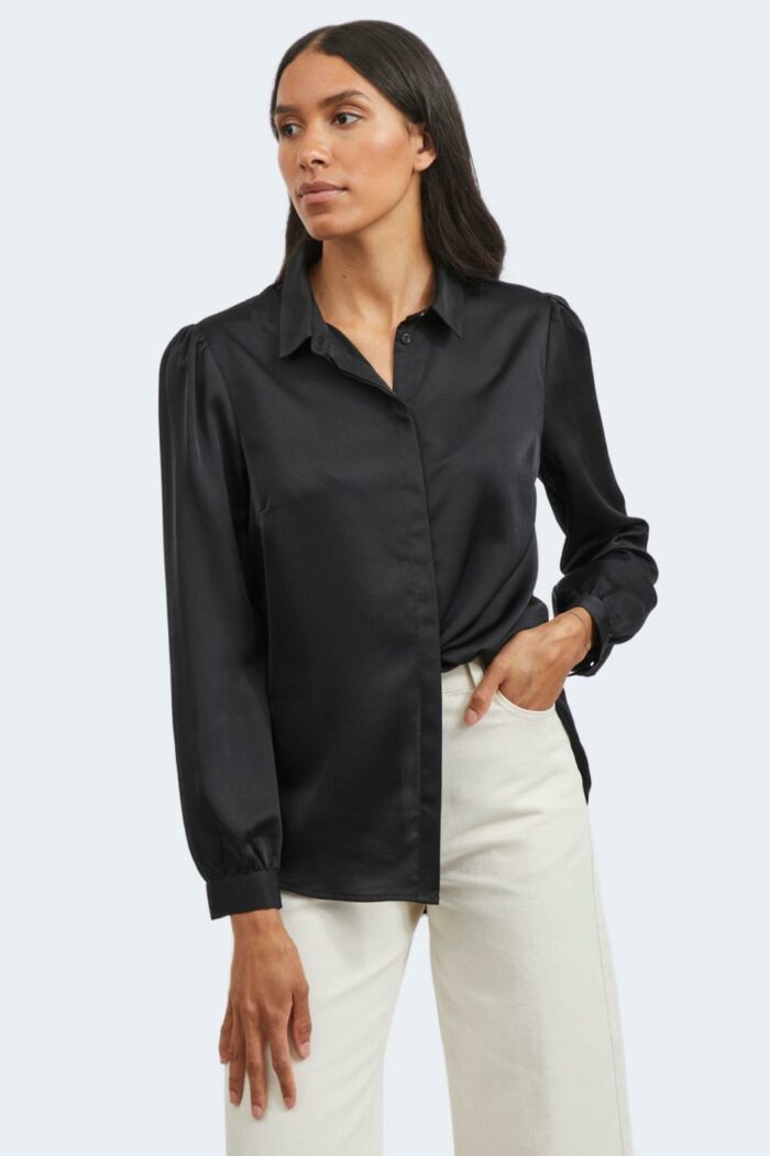 Camicia manica lunga Vila Clothes noos – viellette satin l/s shirt/su – noos Nero