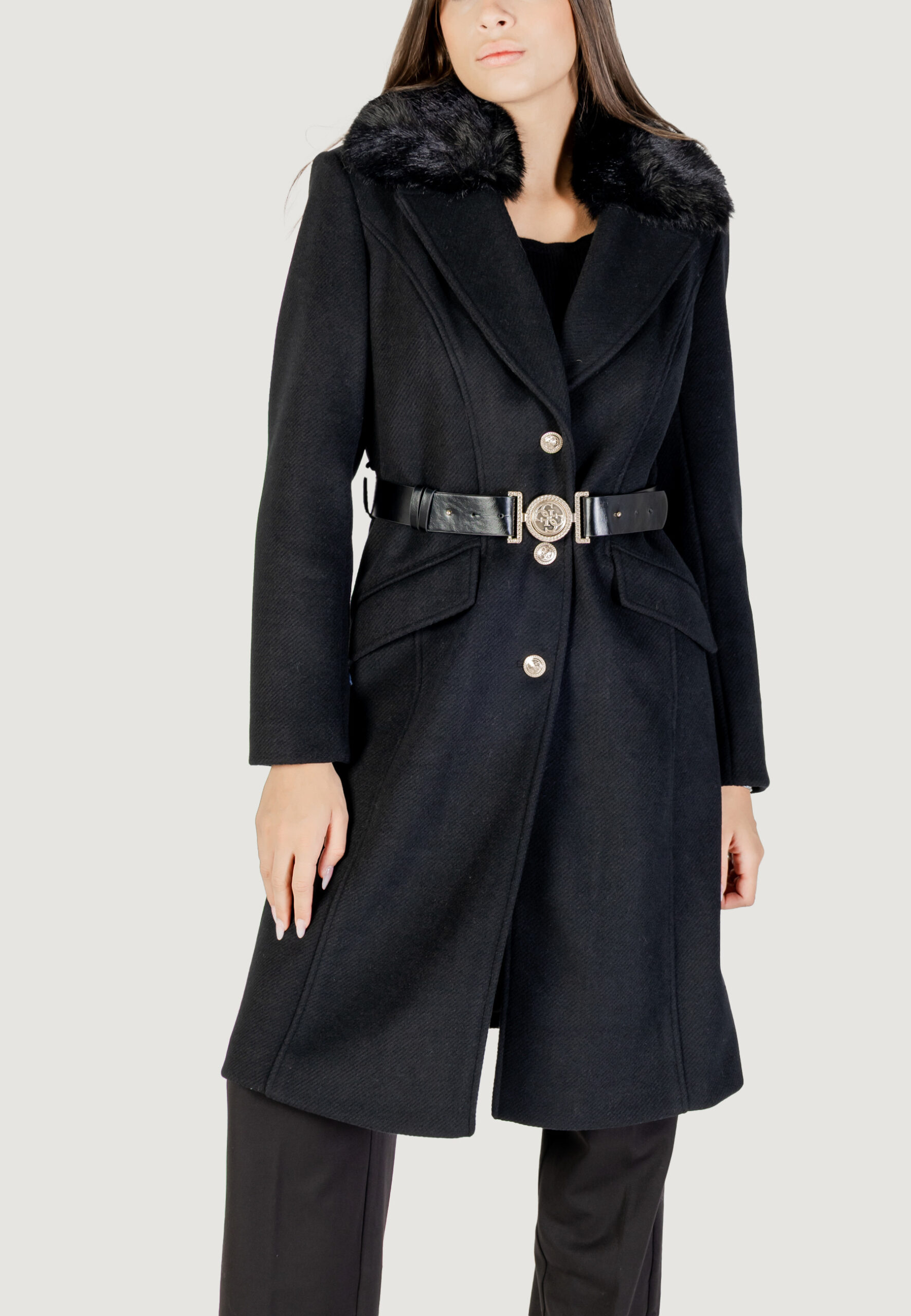 Cappotto Guess new patrice belted coat Nero - Foto 1