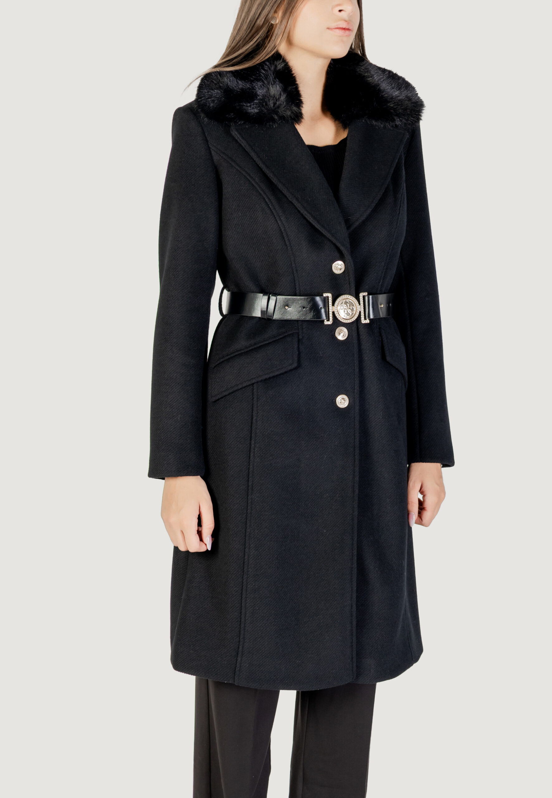 Cappotto Guess new patrice belted coat Nero - Foto 3
