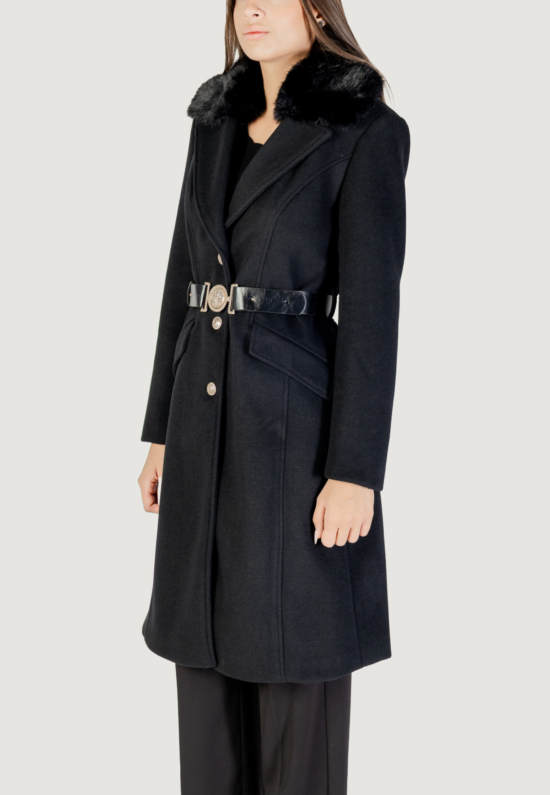 Cappotto Guess new patrice belted coat Nero - Foto 4