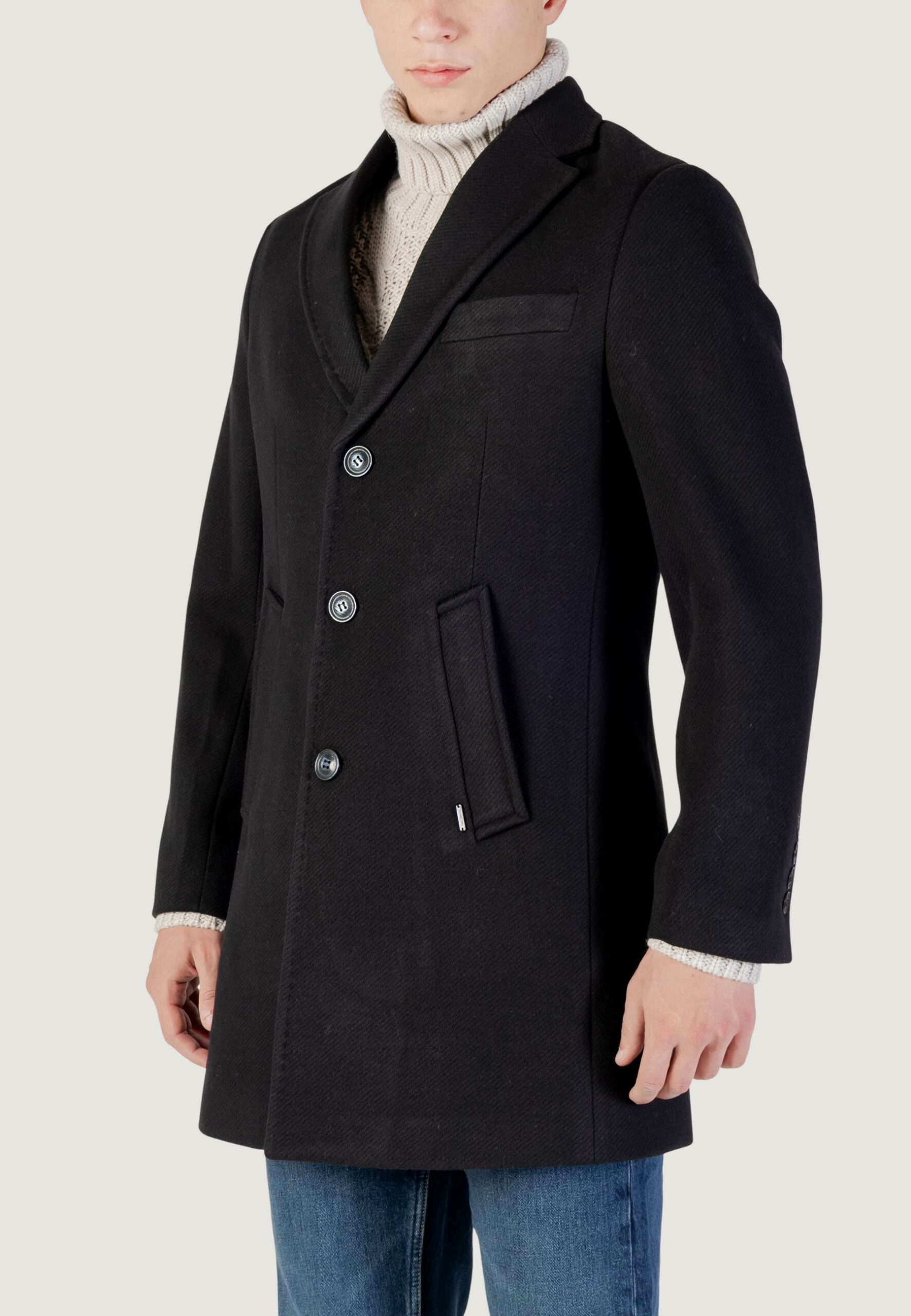 Cappotto Gianni Lupo monopetto Nero - Foto 1
