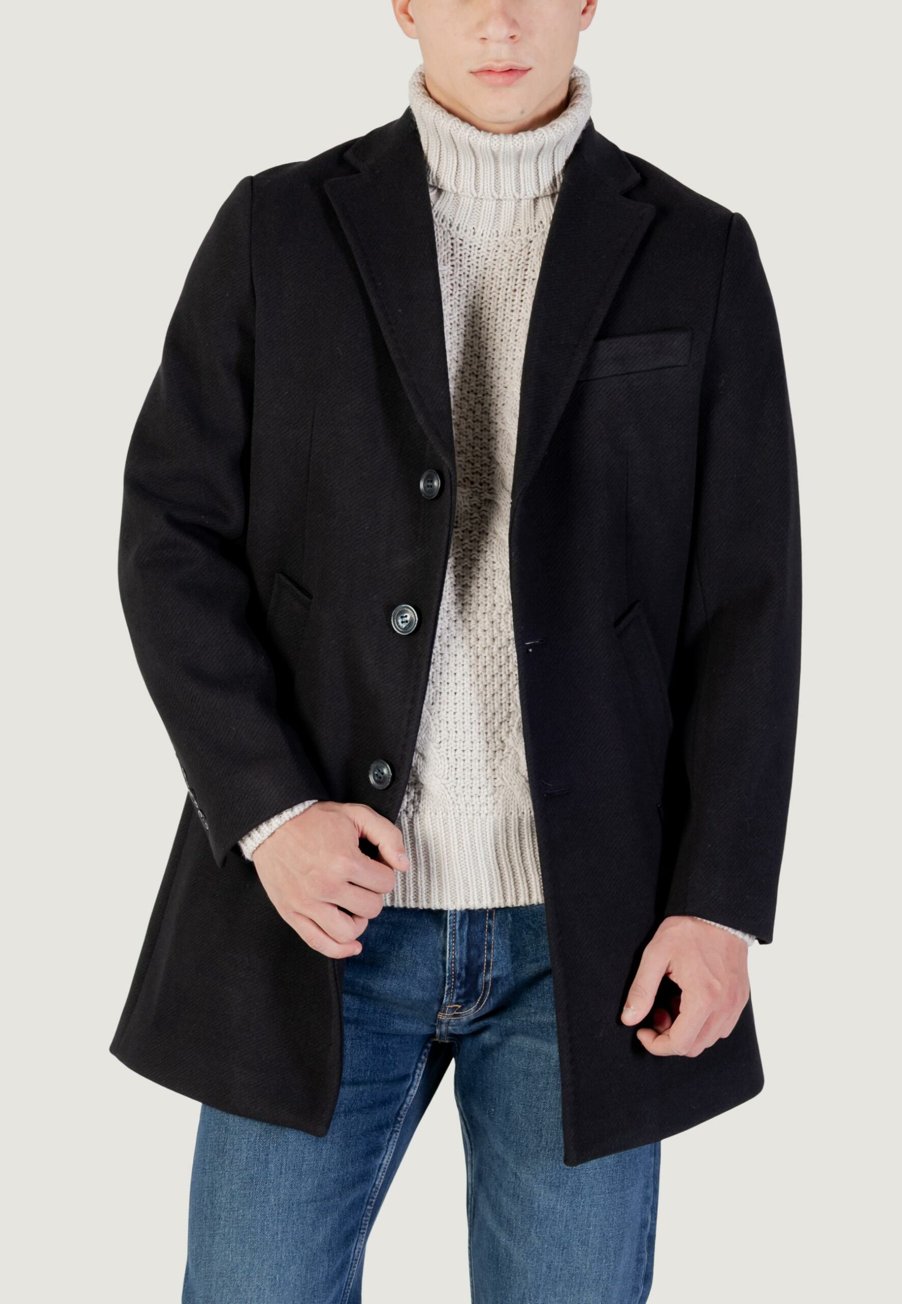 Cappotto Gianni Lupo monopetto Nero - Foto 3